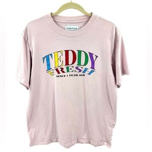 Teddy Fresh Graphic Tee Shirt Size XL Pink Classic Logo Cotton Short Sleeve Top